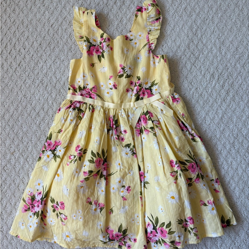 NWT-Floral Yellow Kids Dress -6x